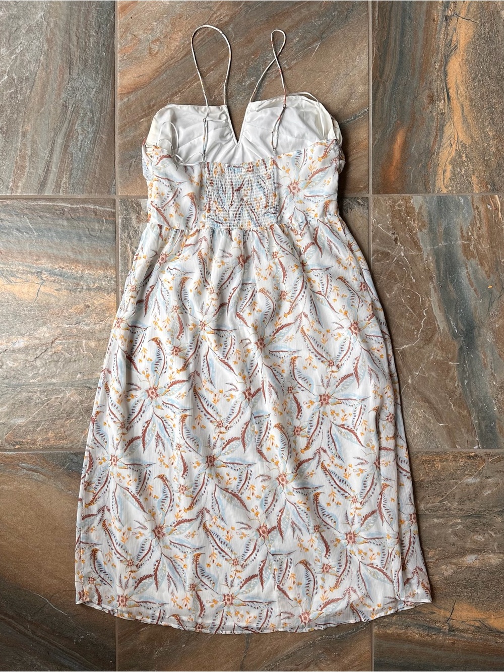 Gentle Fawn Floral Paisley Midi Dress Strappy V-Neck Boho Summer Cream Large L - Picture 5 of 10